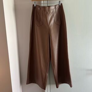 Avec Les Filles Brown Faux-Leather Trousers
